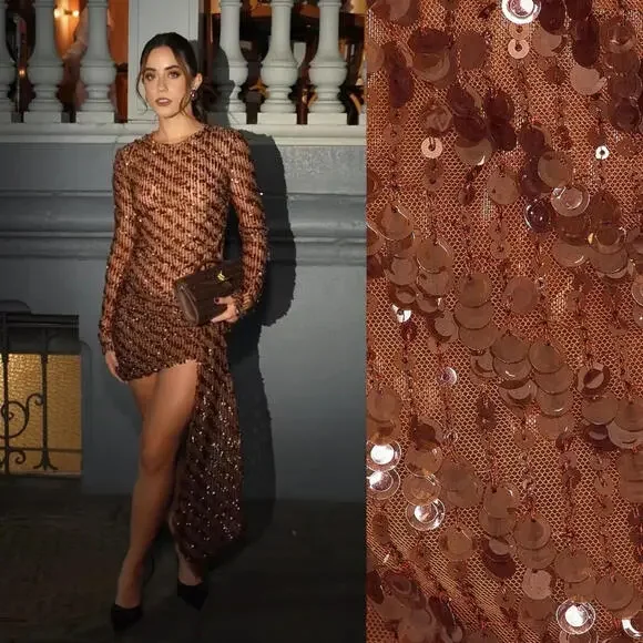 Camila Coelho | Cataleya Sequin Mini Dress in Caramel Brown size S NWT - Picture 1 of 14